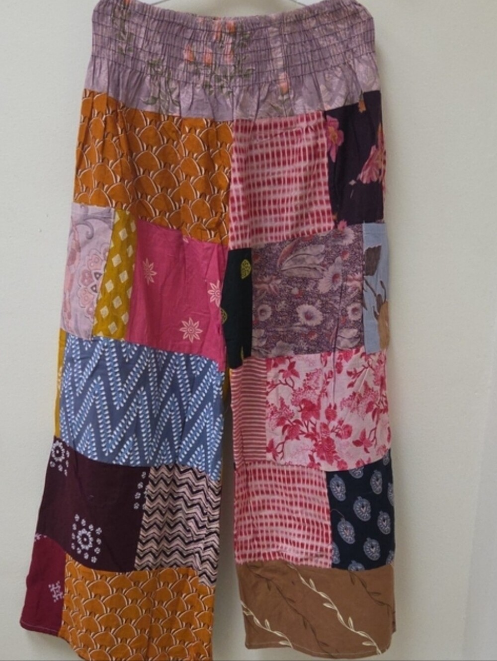 Boho Patchwork Wide-Leg Pants - Multicolor